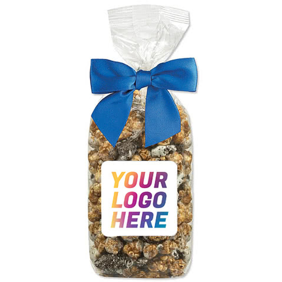Full Color Cookies and Cream Gourmet Popcorn Gift Bag in Sheer Silver