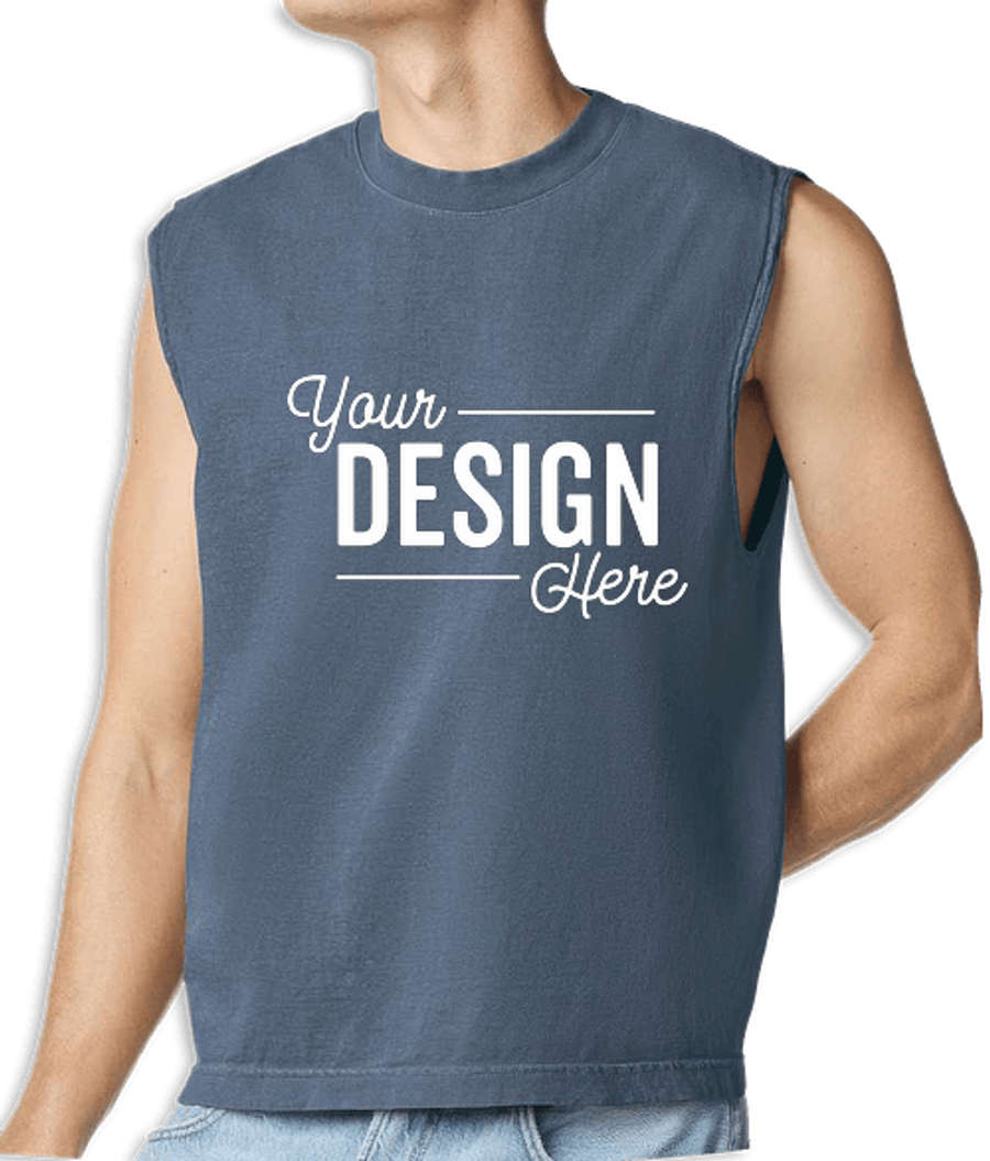 American Apparel Heavyweight Cotton Garment Dyed Muscle Tank in Faded Navy