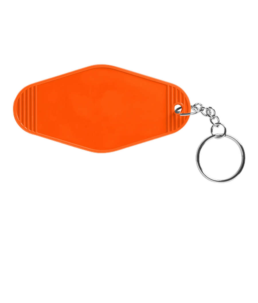Recycled Plastic Motel Keychain in ORANGE
