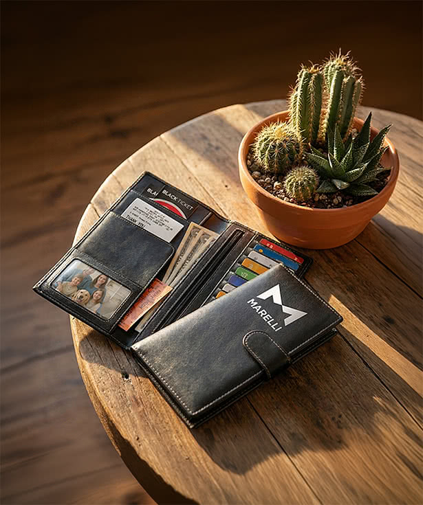 Sarnen Cactus Leather Long Wallet with Coin Pocket