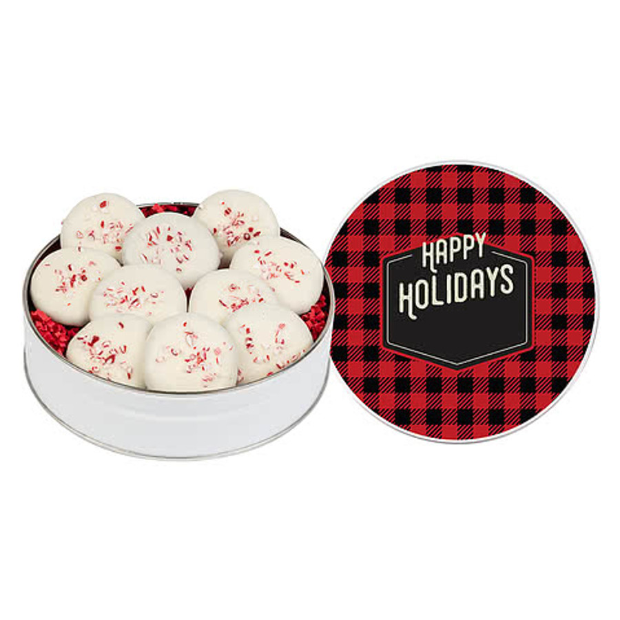 10 Peppermint Delight Cookies with Gift Tin in Happy Holidays