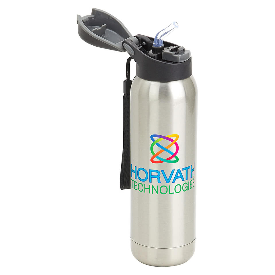 Full Color 17 oz. Stratford Pop-Top Stainless Steel Insulated Water Bottle