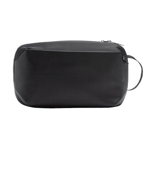 Full Color Brookstone Compact Vegan Leather Toiletry Bag in Black