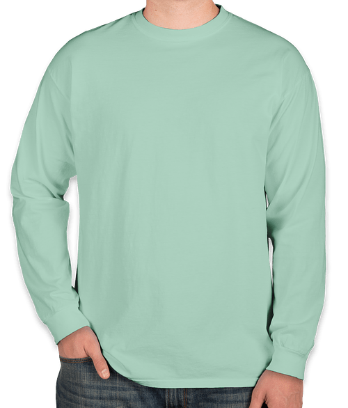 Comfort Colors 100% Cotton Long Sleeve T-Shirt - Embroidered in Island Reef