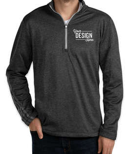 Adidas Brushed Terry Heather Quarter Zip Pullover - Color: Black Heather / Mid Grey