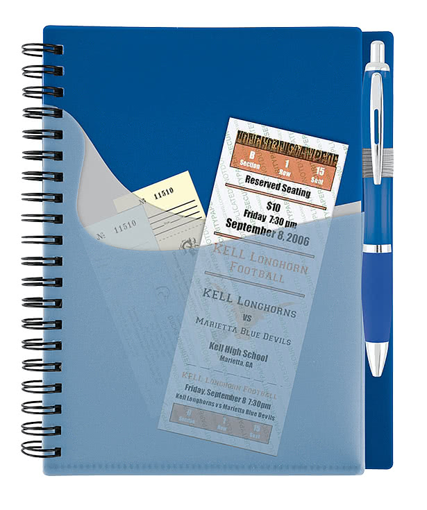 New Wave Pocket Buddy Hard Cover Spiral Notebook with Pen