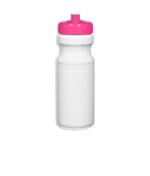 Full Color 24 oz. Poly Clear Fitness Water Bottle (Case of 100) in White / Pink