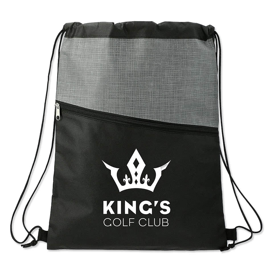 Cross Weave Zipper Drawstring Bag