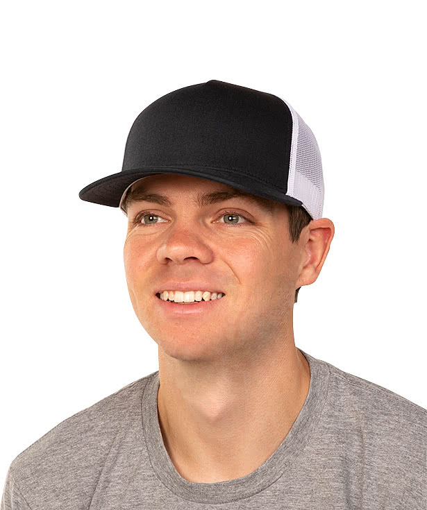 Pacific Headwear Five-Panel Snapback Trucker Hat - Embroidered