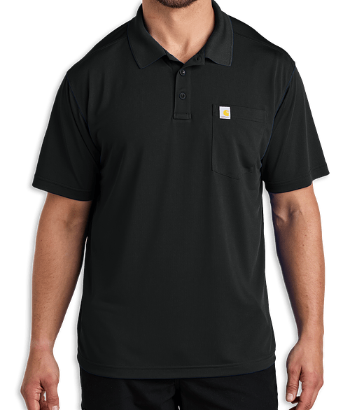Carhartt Force UPF 40 Performance Pocket Polo - Embroidered in Black