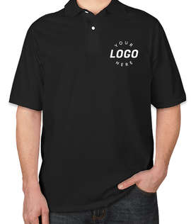 Jerzees Spotshield 50/50 Jersey Polo - Screen Printed - Color: Black