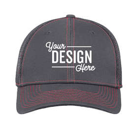New Era 39THIRTY Contrast Stitch Stretch Fit Mesh Hat - Color: Graphite / Red