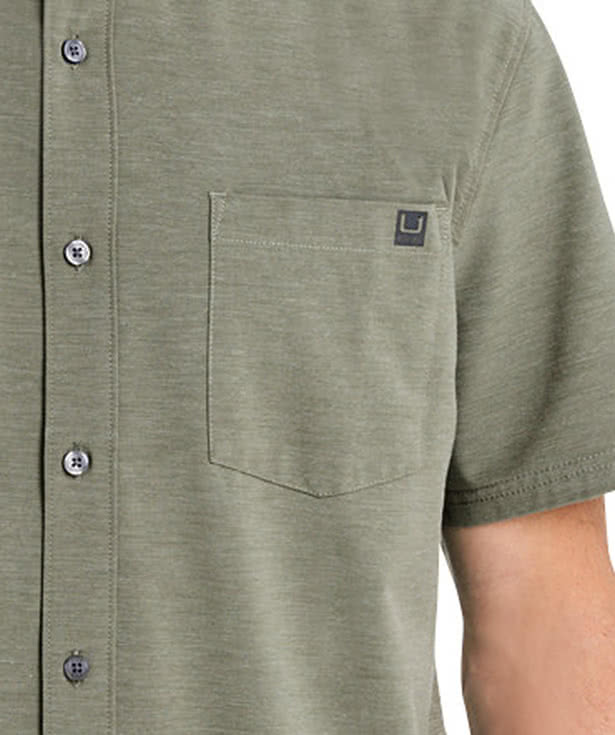 HUK Kona Solid UPF 30 Short Sleeve Work Shirt - Embroidered