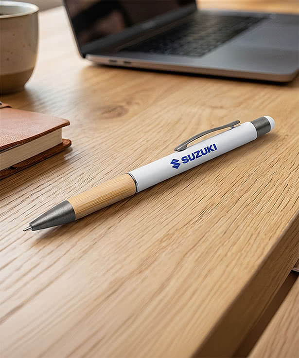Assia Metal Pen w/Bamboo Grip