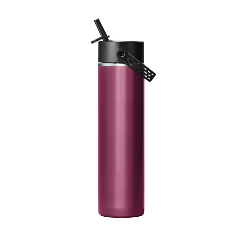 Hydro Flask Lightweight 24 oz. Bottle with Flex Straw Cap - Laser Engraved in Garnet Red
