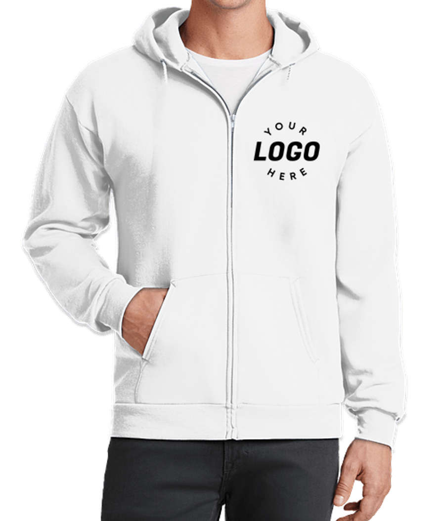 Port & Company Core Zip Hoodie in White