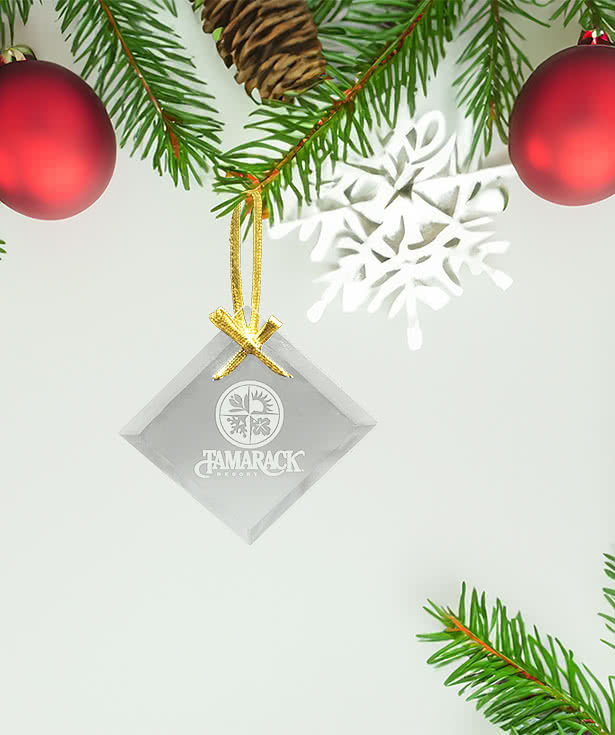 Laser Engraved Square Glass Ornament