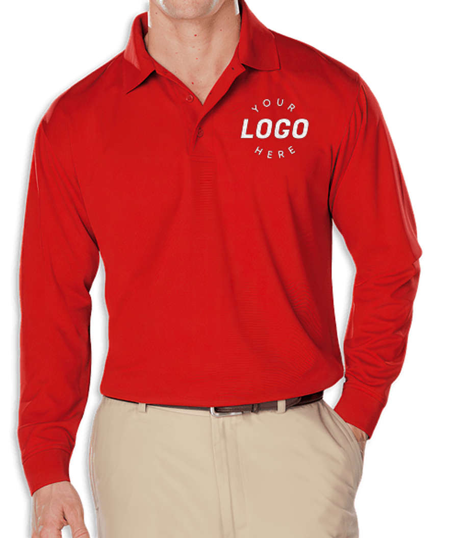 Blue Generation BLU-X-DRI Snag Resistant Long Sleeve Polo - Embroidered in Red