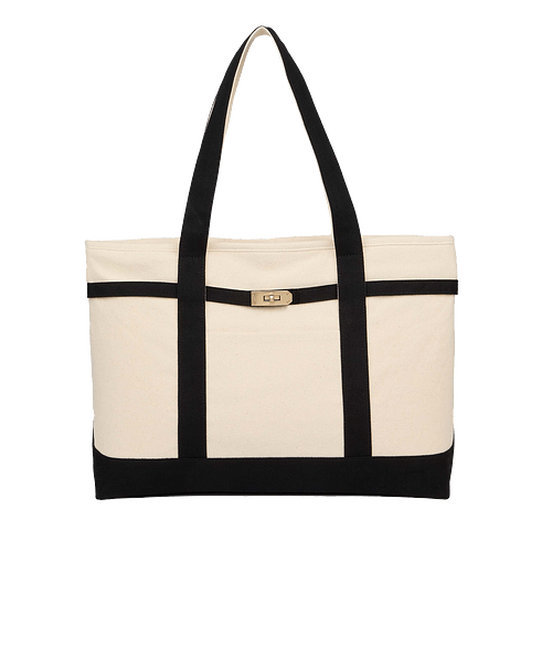 Jane Recycled Cotton Buckle Tote in Black