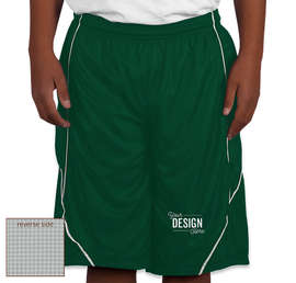 Sport-Tek Youth Micro-Mesh Reversible Contrast Shorts - Color: Forest Green / White