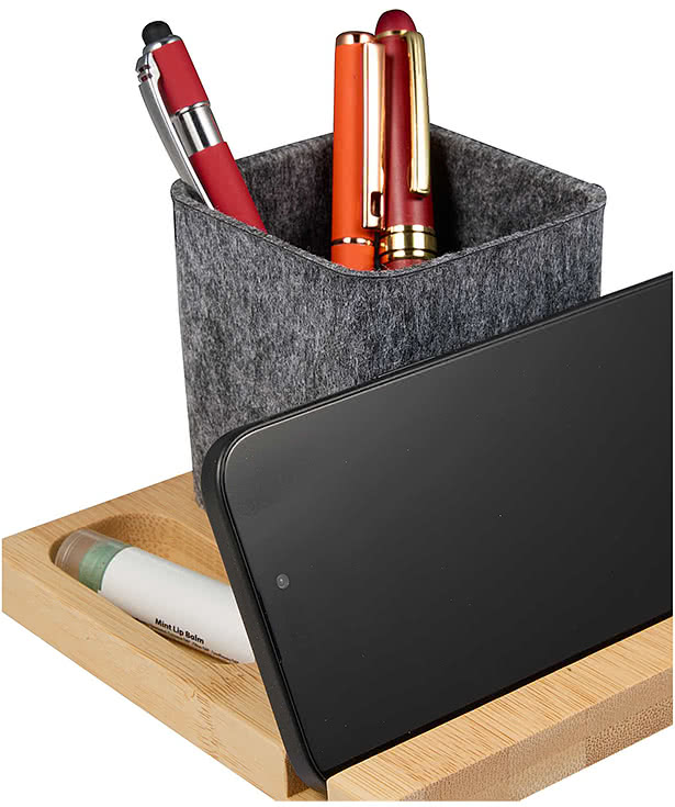 Recycled Felt & Bamboo Pen Holder