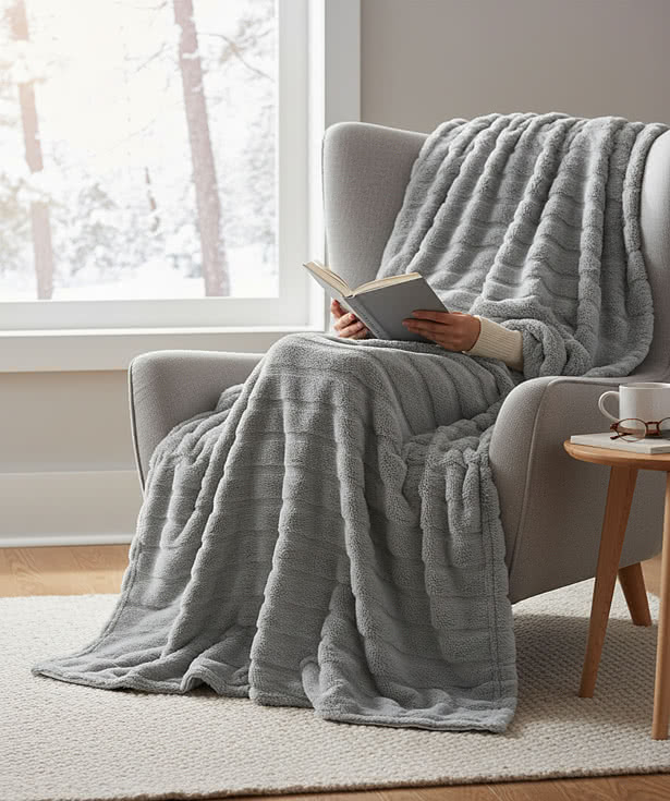 Faux Fur Recycled Bubble Blanket