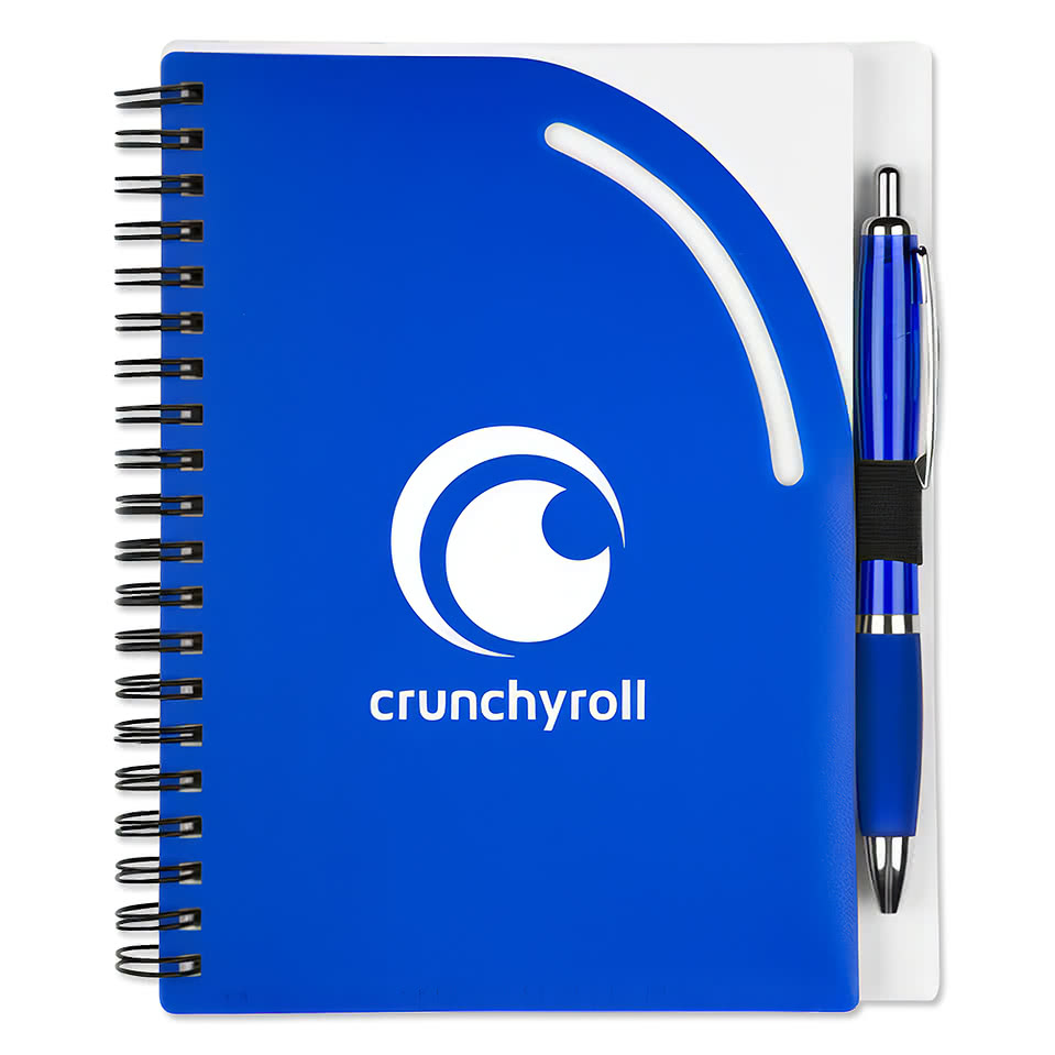 Curvy Top Hard Cover Spiral Notebook with Pen