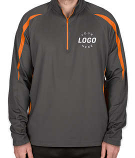 Sport-Tek Contrast Performance Half Zip Pullover - Color: Charcoal Grey / Deep Orange