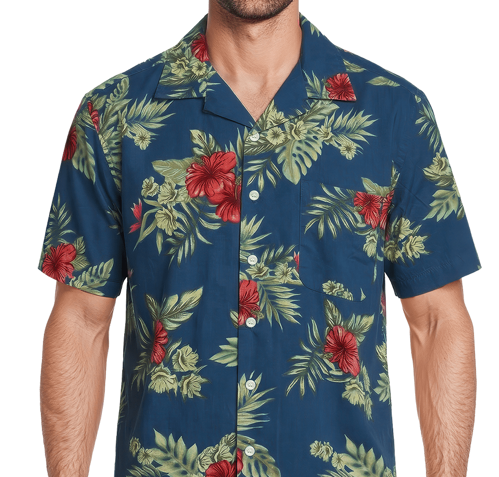 Blue Generation Floral Print Short Sleeve Camp Shirt-default