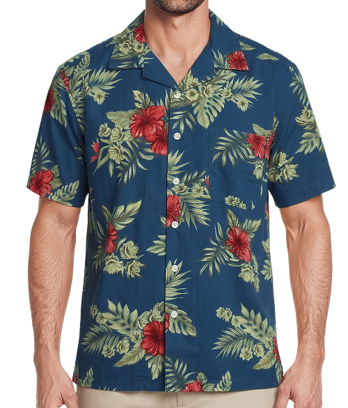 Blue Generation Floral Print Short Sleeve Camp Shirt - Printed in Floral