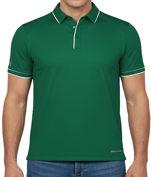 Holloway UPF 50+ Tipped Performance Polo in Dark Green / White