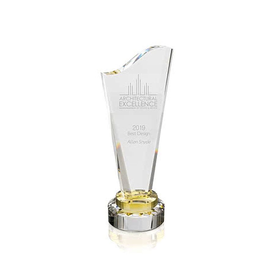 Laser Engraved Canary Accent Award