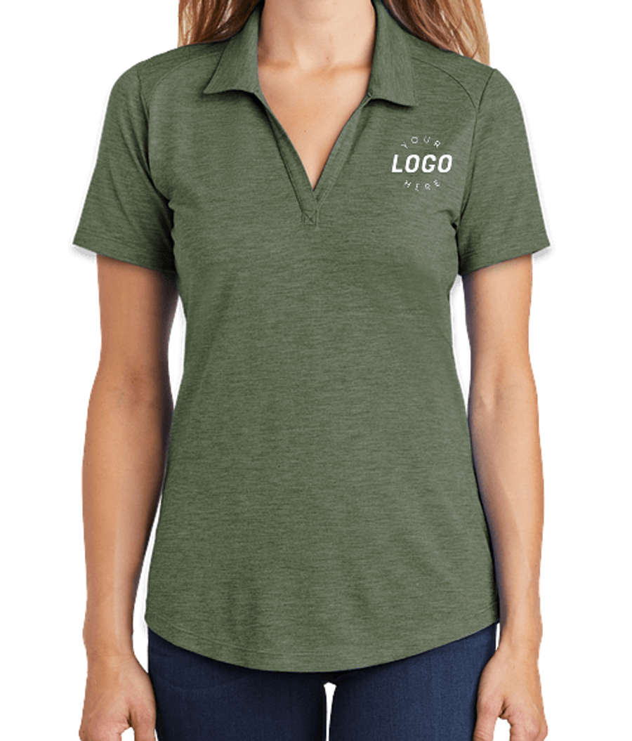 Sport-Tek Women's Tri-Blend Performance Polo - Printed in Forest Green Heather
