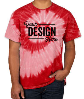 Dyenomite 100% Cotton Two-Tone Spiral Tie-Dye T-shirt - Color: Red