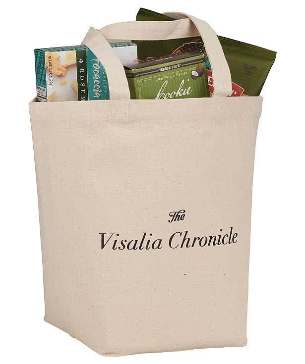Herringbone Cotton Canvas Grocery Tote Bag
