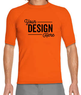 Wet Effect Short Sleeve Rash Guard Shirt - Color: Orange