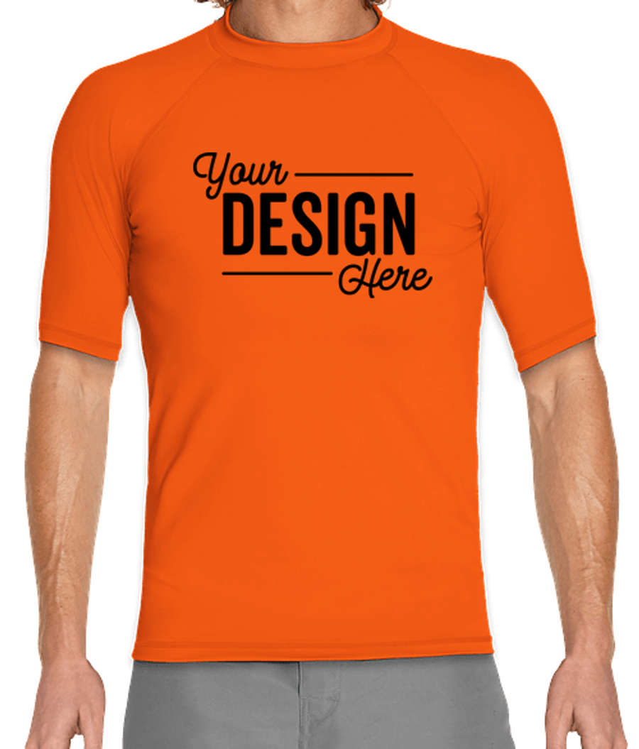 Wet Effect Short Sleeve Rash Guard Shirt in Orange