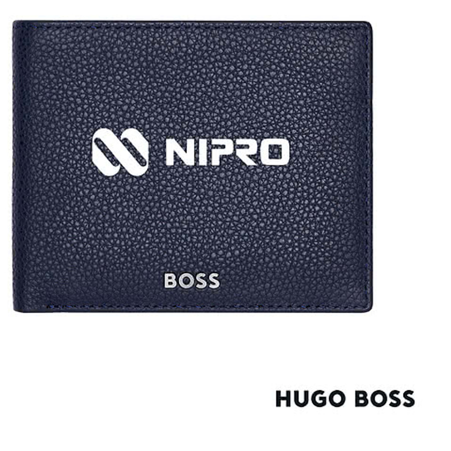 Hugo Boss Classic Grained Wallet with Flap in Navy Blue