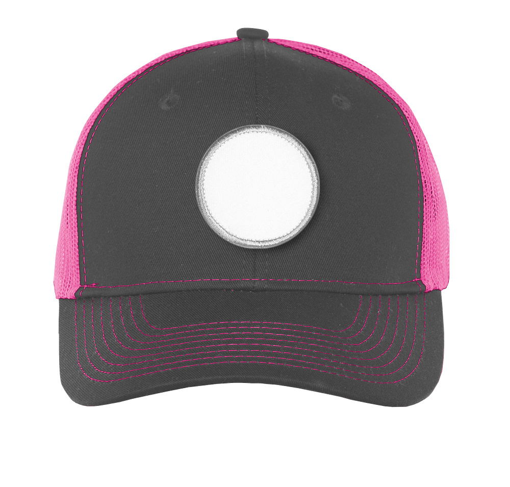 Port Authority Snapback Trucker Hat - Circle Patch - Embroidered-default