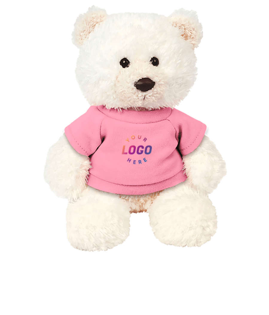 6" White Baxter Bear Plush Animal in Pink