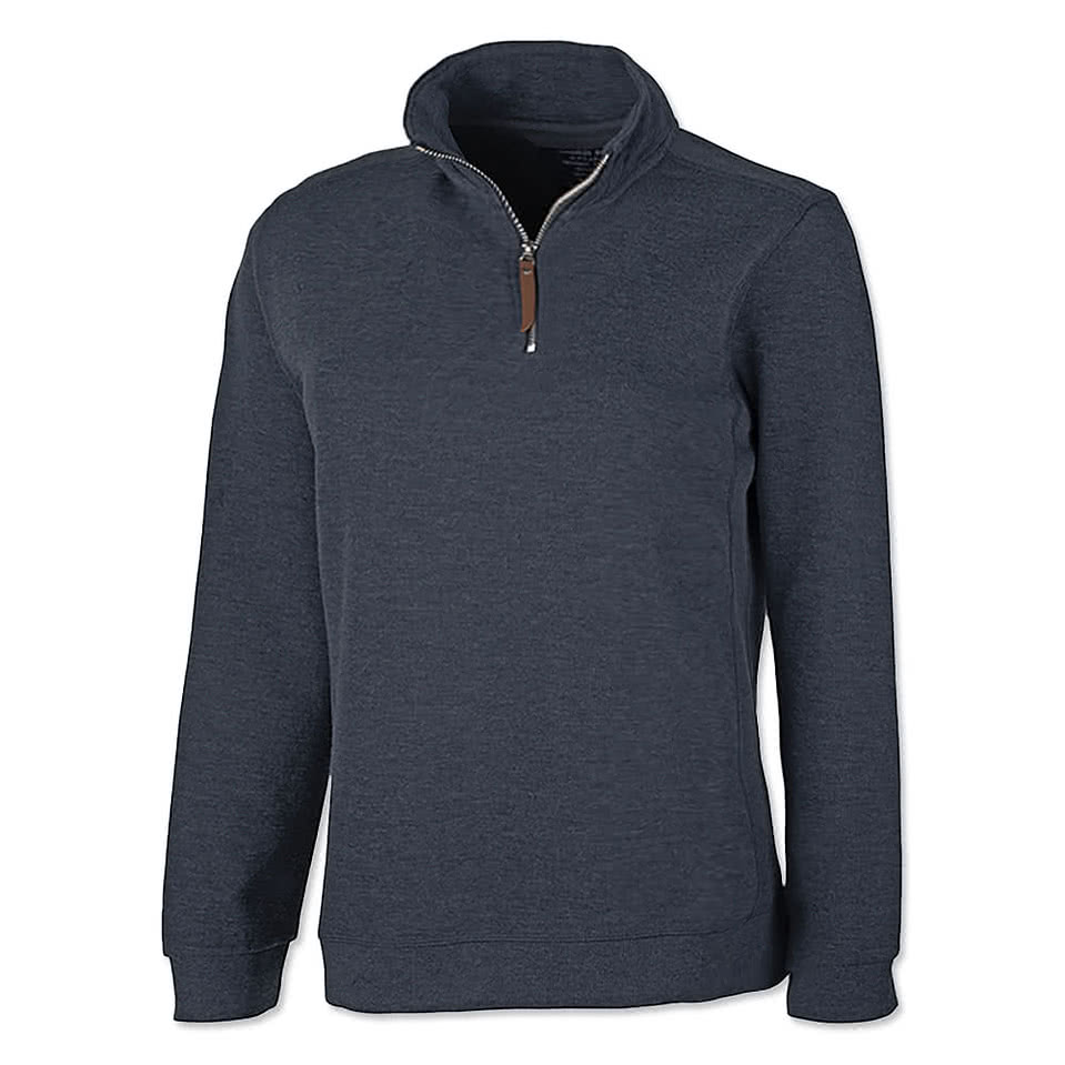 Charles River Women's Hudson Quarter Zip Pullover - Faux Leather Patch