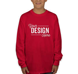 Hanes Youth Authentic Long Sleeve T-shirt - Color: Deep Red