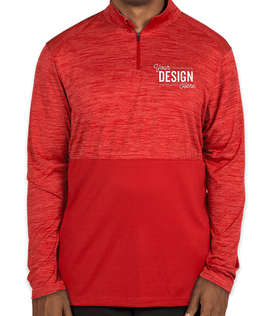 Augusta Tonal Heather Quarter Zip Performance Shirt - Color: Red
