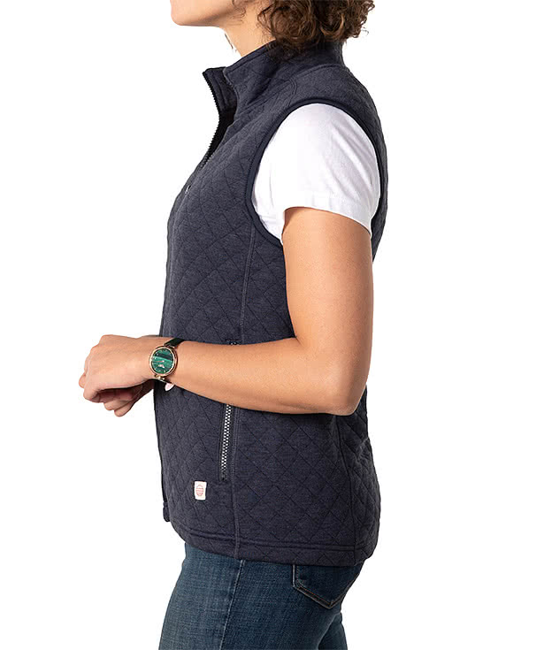 Marine Layer Women's Corbet Quilted Vest - Faux Leather Patch