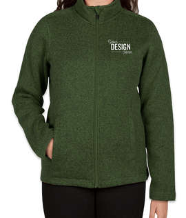 Devon & Jones Women's Full Zip Sweater Fleece Jacket - Color: Forest Heather