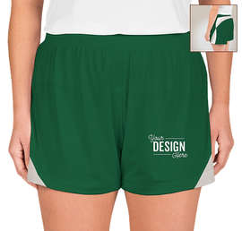 Team 365 Women's Colorblock Performance Shorts - Color: Sport Forest / Sport Silver