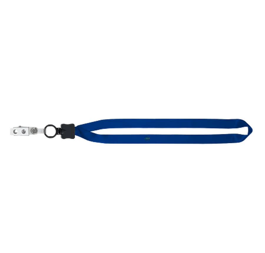 Full Color Lanyard with Plastic O-Ring and Metal Bulldog Clip in Royal Blue