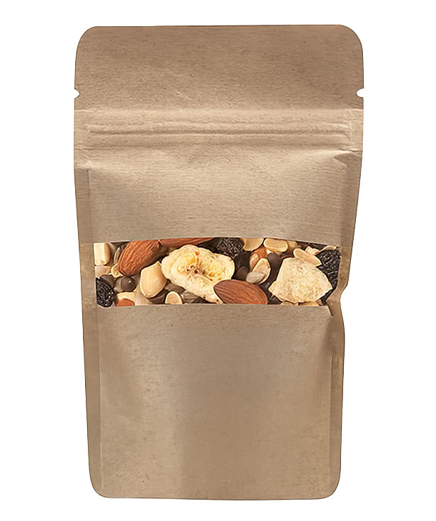 Full Color Kraft Resealable Snack Bag with Energy Trail Mix