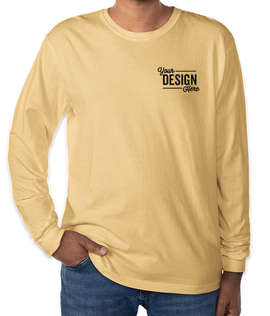 Comfort Colors 100% Cotton Long Sleeve T-Shirt - Embroidered - Color: Butter