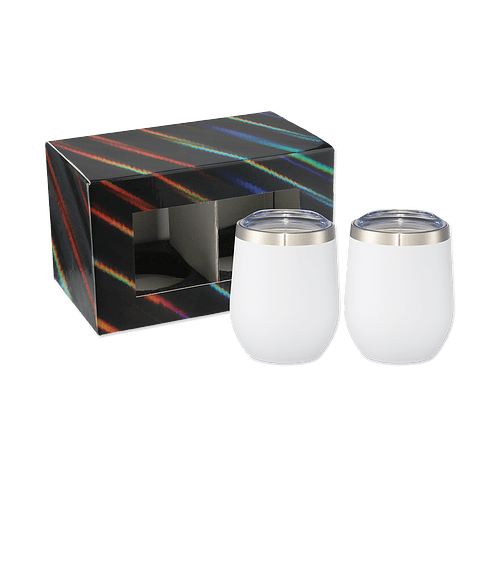 12 oz. Corzo Stainless Steel Tumbler (Set of 2) in White